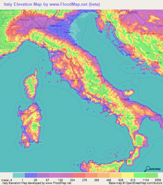 Image result for terrain map of italy
