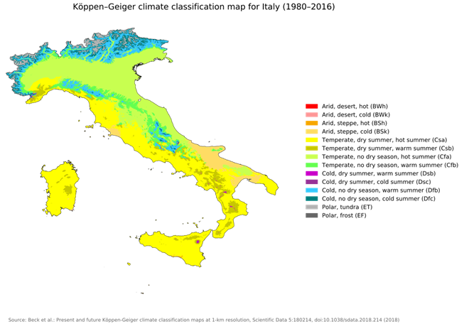Image result for italian temperature map