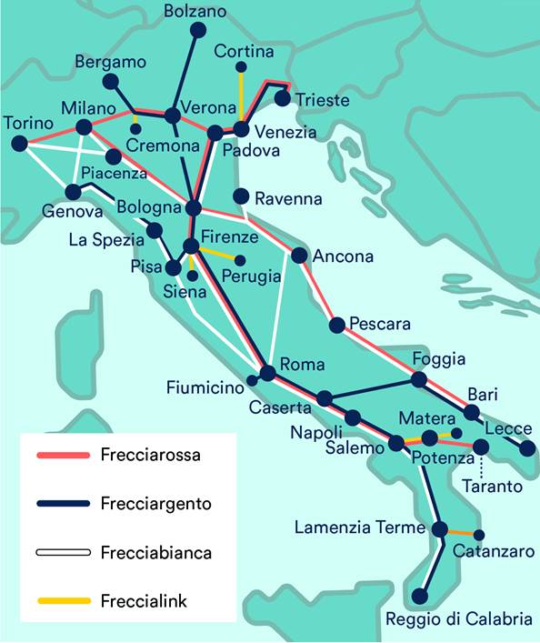 Image result for train routes italy